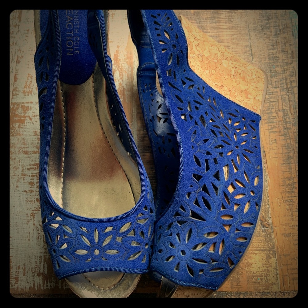 Kenneth Cole Reaction Royal Blue Cork Wedge